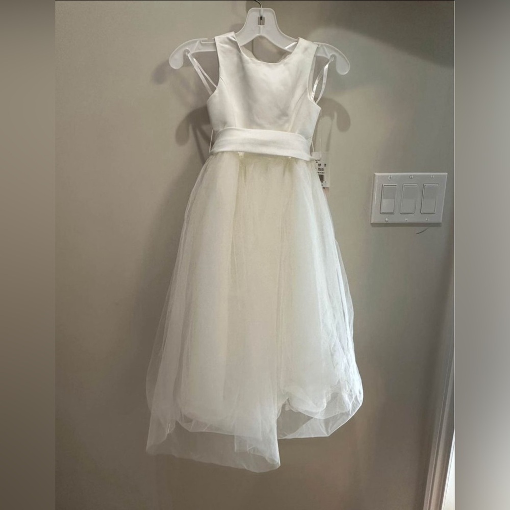 David's bridal satin flower girl dress with tulle skirt.